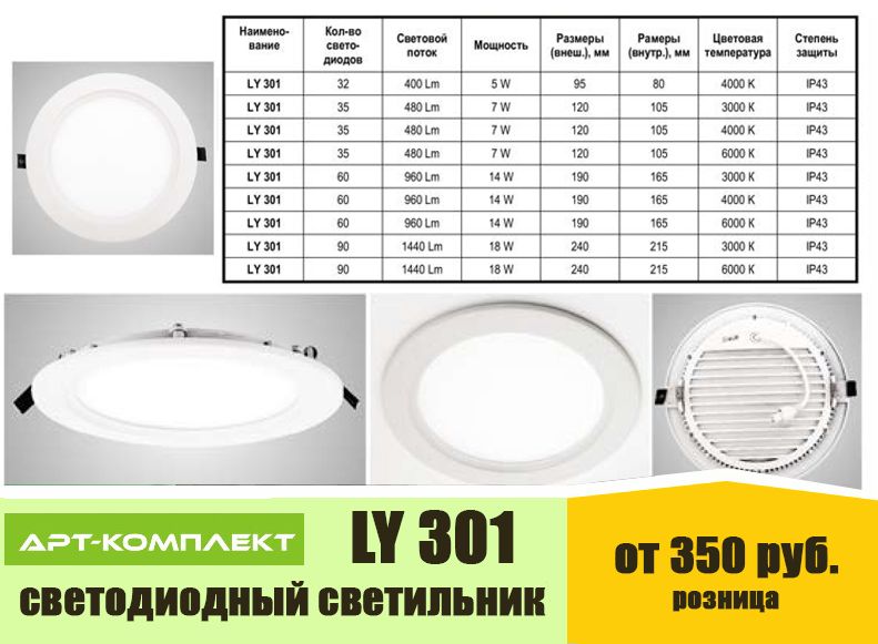 Светодиодные светильники серии LY 301