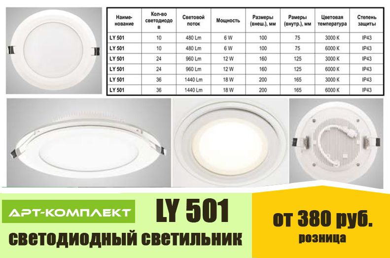 Светодиодные светильники серии LY 501