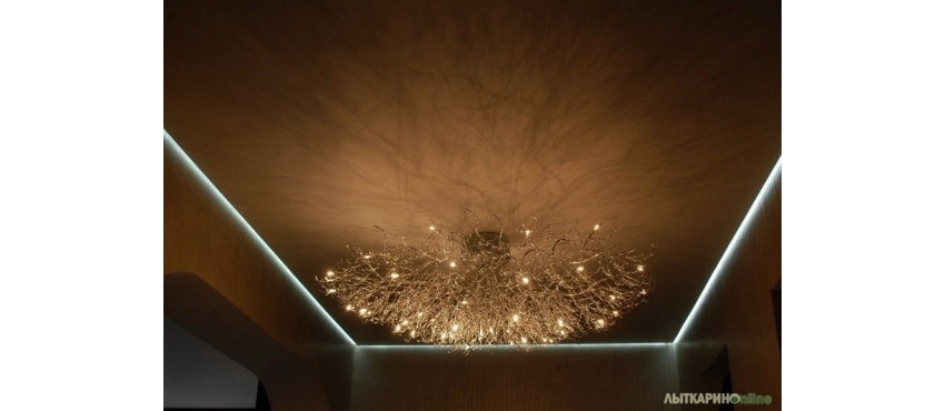 Фото: Парящий натяжной потолок коричневый
