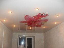 Фото: Натяжной потолок с фотопечатью с цветком
