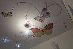 Фото: Натяжной потолок с фотопечатью с бабочками №2
